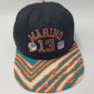 Vintage Miami Dolphins Hat Snapback AJD Zubaz Brim Black NFL Dan Marino #13 Men